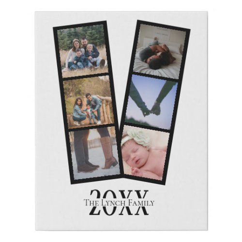 Personalized 6 Photo and Text modern Faux Canvas Print