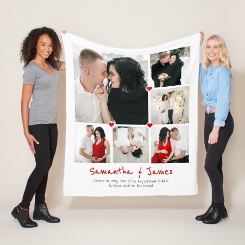 Personalized 6_photo blanket with names  quote