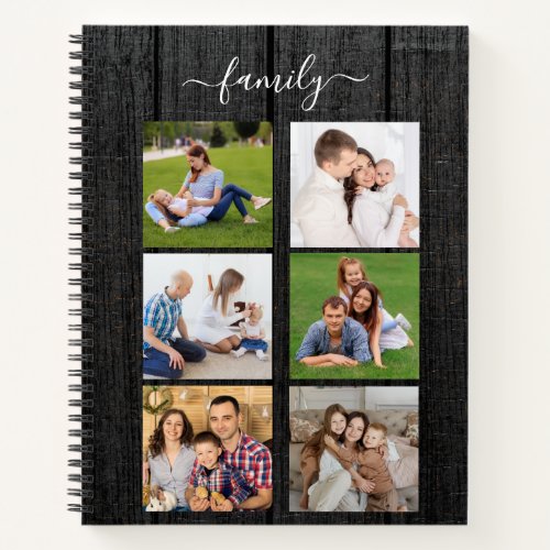 Personalized 6 Photo Collage family Custom text Notebook