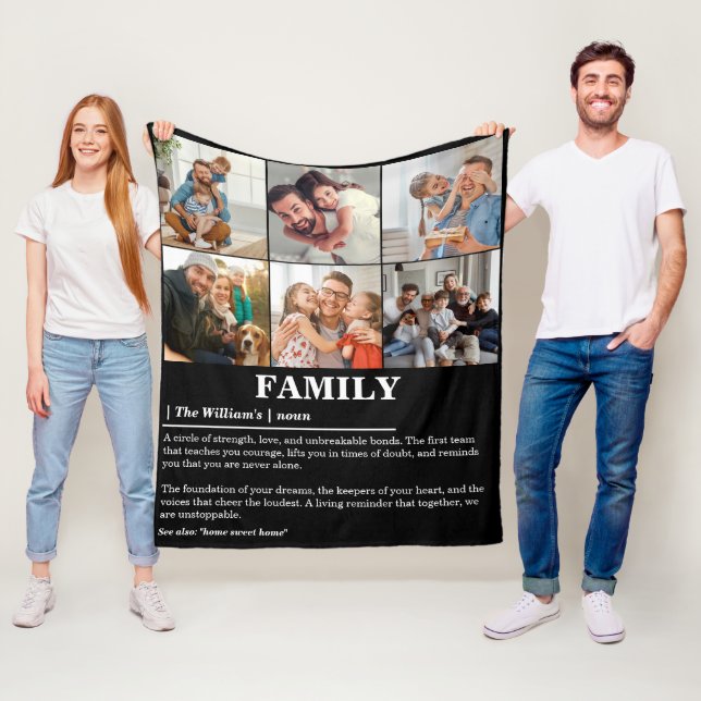 Personalized 6 Photo Collage Family Definition Fleece Blanket (In Situ)