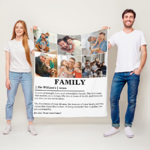 Personalized 6 Photo Collage Family Definition Fleece Blanket