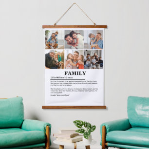 Personalized 6 Photo Collage Family Definition Hanging Tapestry