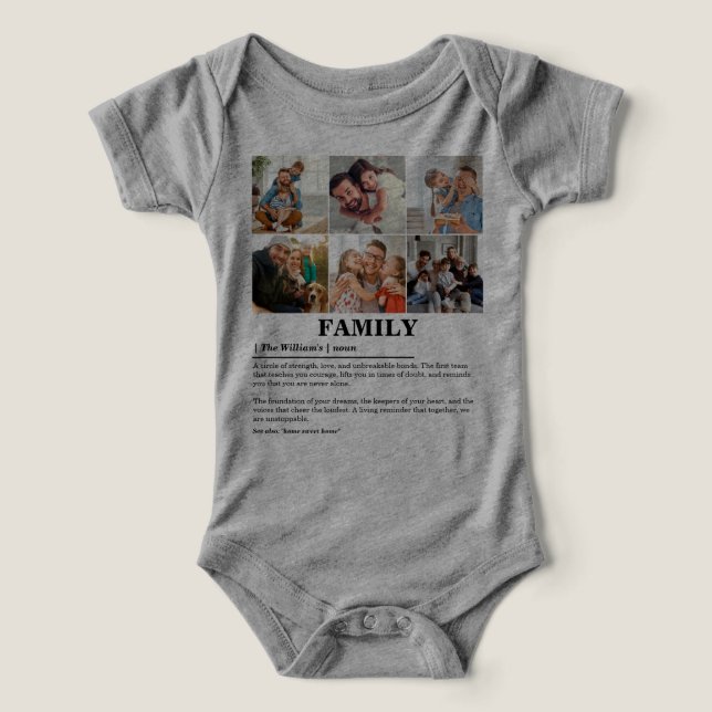 Personalized 6 Photo Collage Family Definition Infant T-shirt (Design Front)