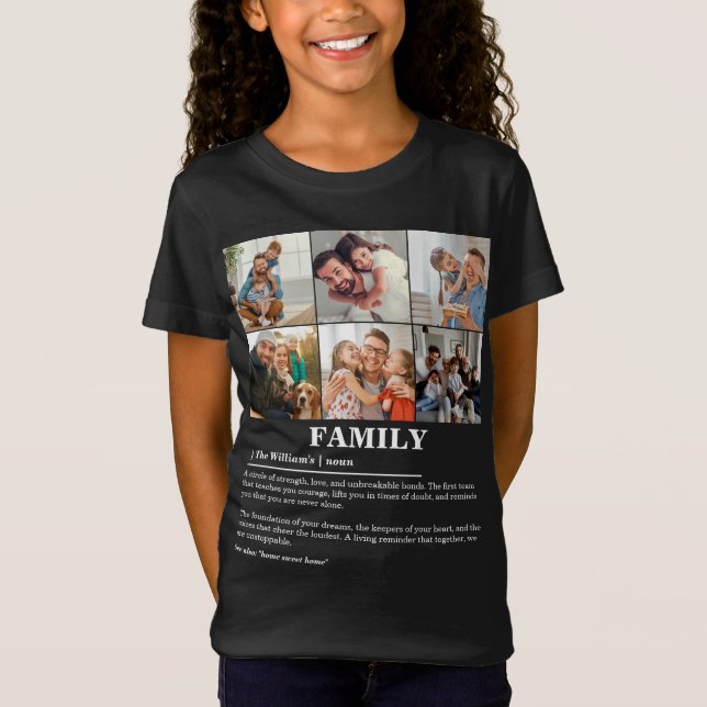 Personalized 6 Photo Collage Family Definition T-Shirt (Front)