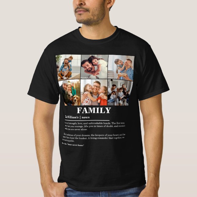 Personalized 6 Photo Collage Family Definition T-Shirt (Front)