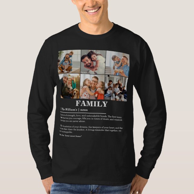 Personalized 6 Photo Collage Family Definition T-Shirt (Front)