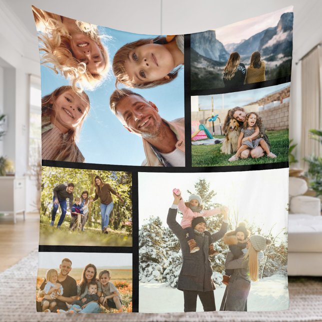 Personalized 6 Photo Collage Fleece Blanket (Creator Uploaded)