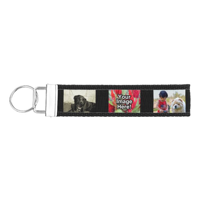 Personalized 6 Photo Collage Keychain Wristband (Keys on Left)