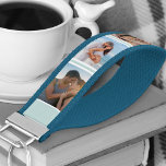 Personalized 6 Photo Collage Misty Blue Stripe Wrist Keychain<br><div class="desc">Create a unique gift with your own photo collage on this useful misty blue and white wrist keychain. The design features your favorite photos positioned vertically on a blue and white stripe background. The template is set up ready for you to add up to 6 different images in a photo...</div>