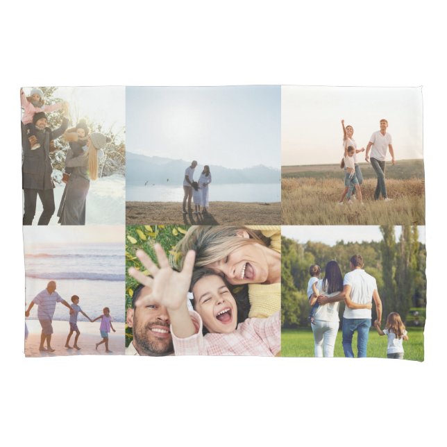 Personalized 6 Photo Collage Pillow Case (Front)