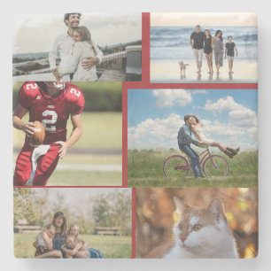 Personalized 6 Photo Collage Stone Coaster