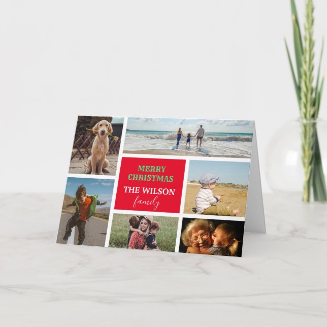 Personalized 6 Photo Family Collage Christmas Holiday Card (Front)