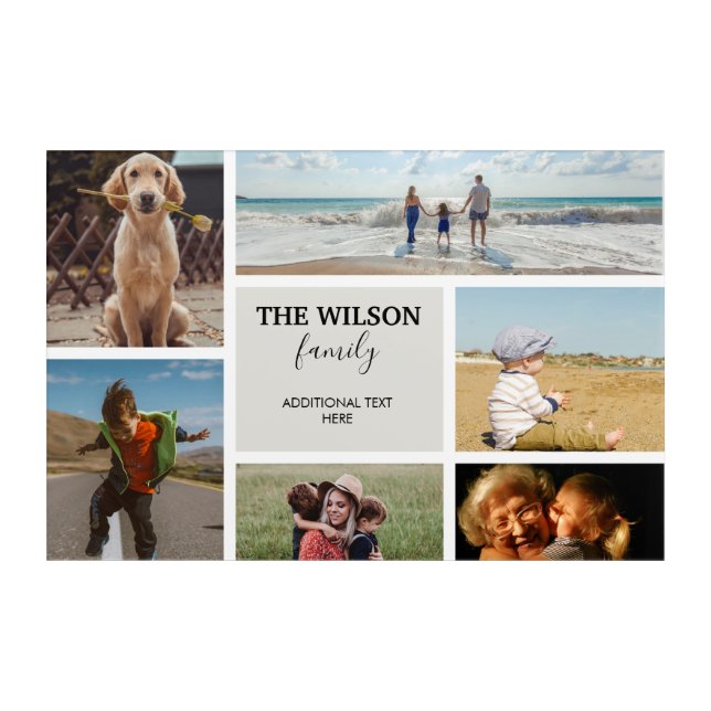 Personalized 6 Photo Family Memories Collage Acrylic Print (Front)