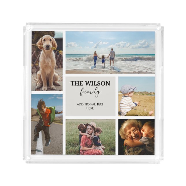 Personalized 6 Photo Family Memories Collage Acrylic Tray (Front)