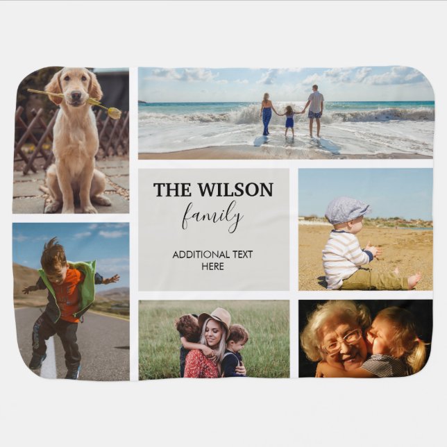 Personalized 6 Photo Family Memories Collage Baby Blanket (Horizontal)