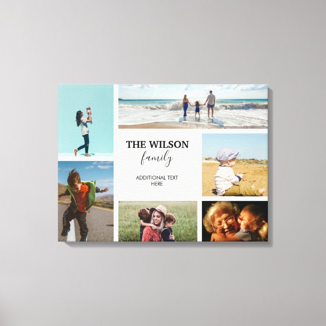 Personalized 6 Photo Family Memories Collage Canvas Print (Front)