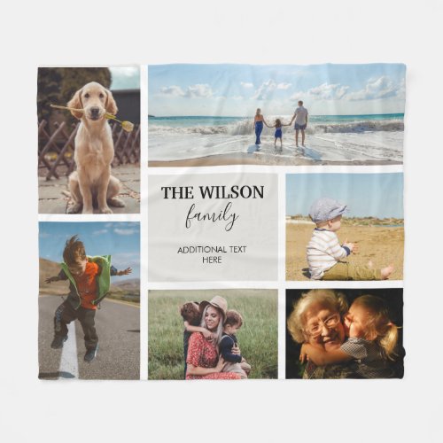 Personalized 6 Photo Family Memories Collage Fleece Blanket