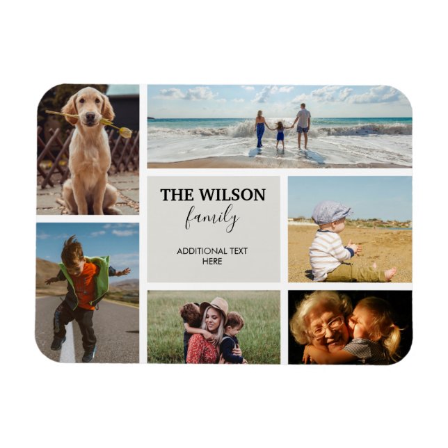 Personalized 6 Photo Family Memories Collage Magnet (Horizontal)