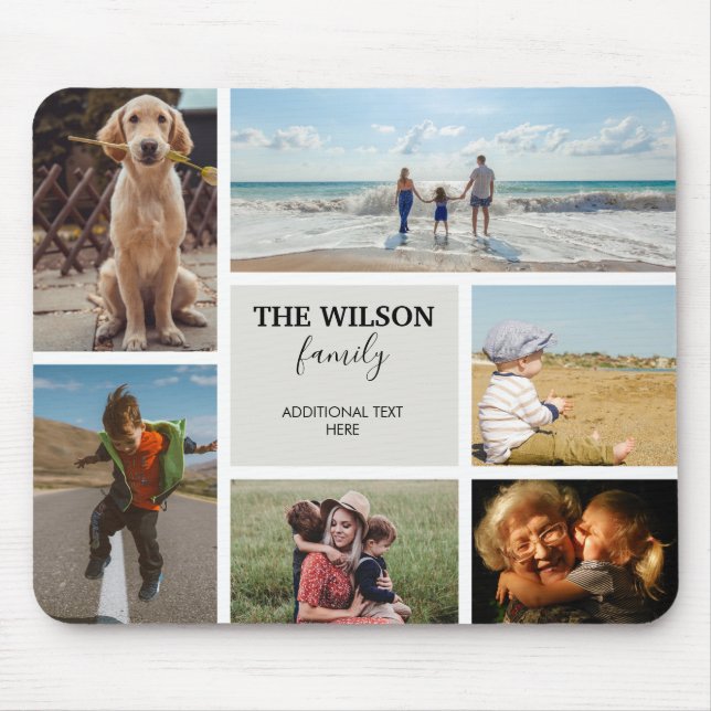 Personalized 6 Photo Family Memories Collage Mouse Pad (Front)