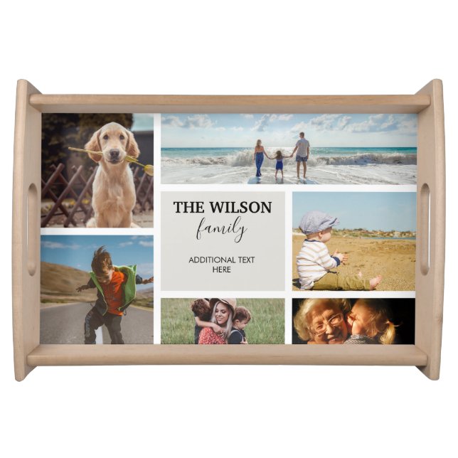 Personalized 6 Photo Family Memories Collage Serving Tray (Front)