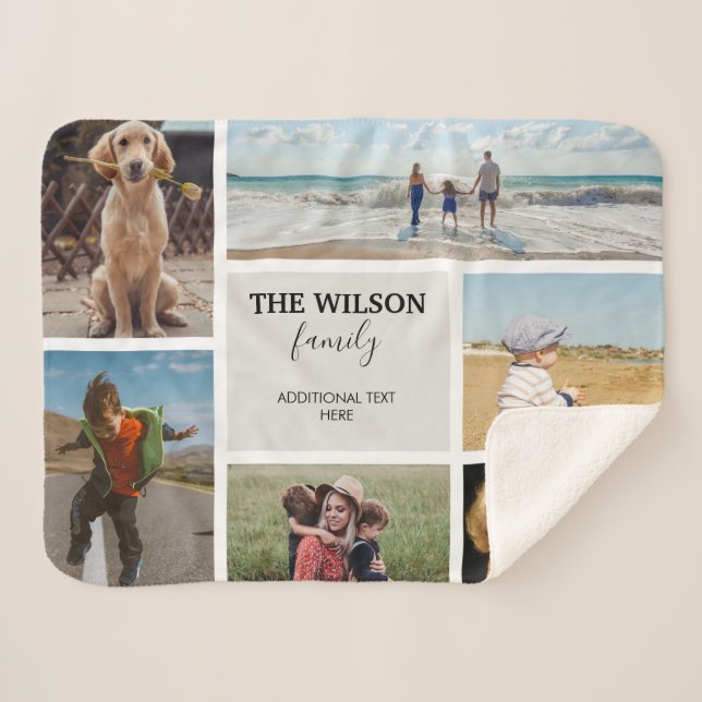 Personalized 6 Photo Family Memories Collage Sherpa Blanket (Front (Horizontal))
