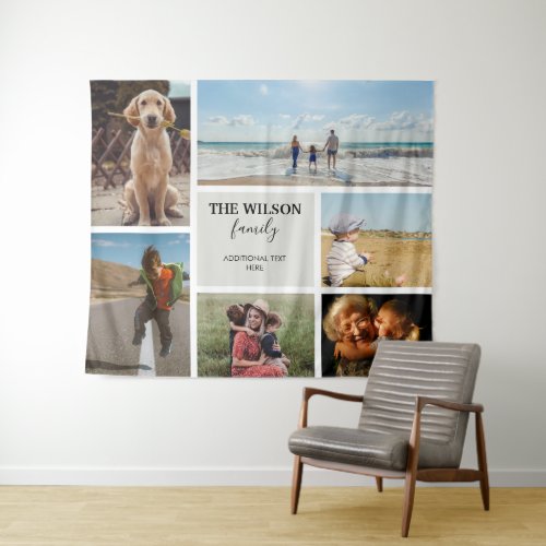 Personalized 6 Photo Family Memories Collage Tapestry