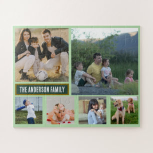 Personalized 6‑Photo Family Name - Gift  Jigsaw Puzzle