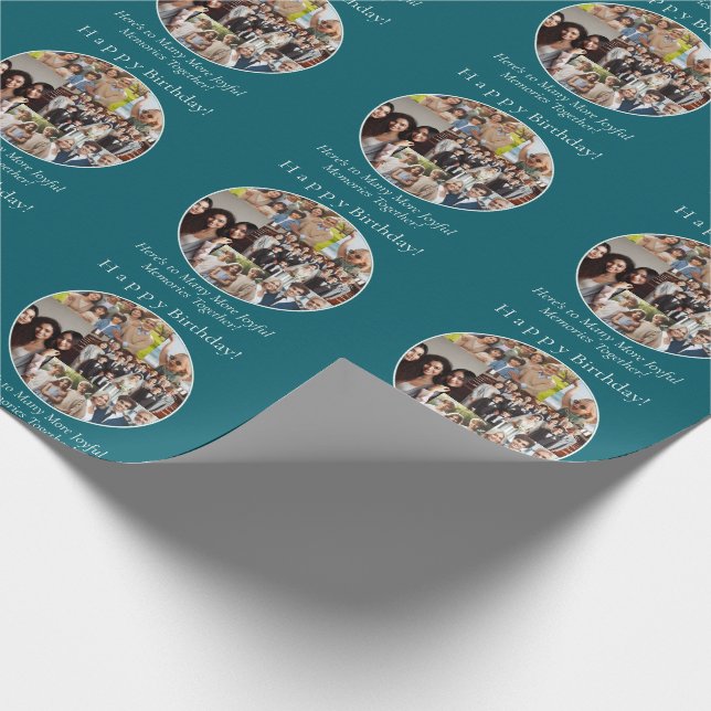 Personalized 6-Photo Family & Spouse Birthday  Wrapping Paper (Corner)