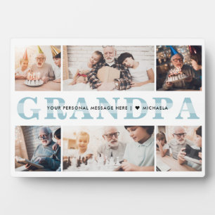 Personalized 6-Photo Grandpa Custom Text Tabletop Plaque