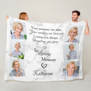 Personalized 6 Photo Memorial In Loving Memory Fleece Blanket