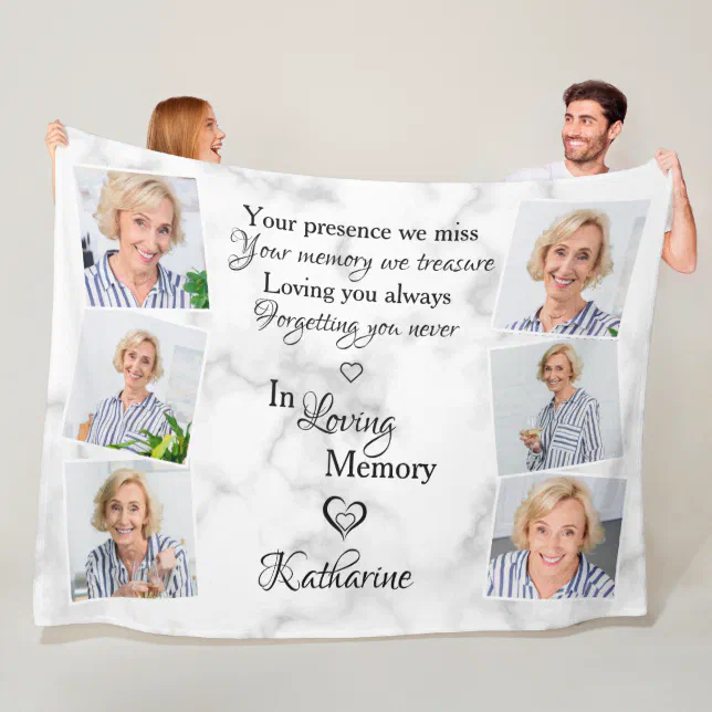 Personalized 6 Photo Memorial In Loving Memory Fleece Blanket | Zazzle
