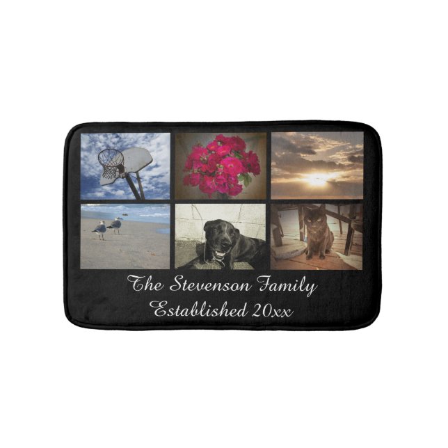Personalized 6 Photo Mosaic Picture Collage Bath Mat (Front)