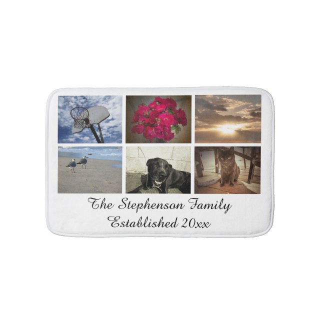 Personalized 6 Photo Mosaic Picture Collage Bath Mat (Front)