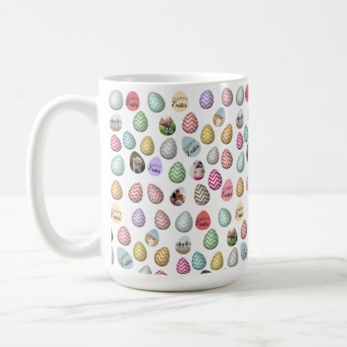 Personalized 6 Photo Pastel Easter Egg Pattern Coffee Mug