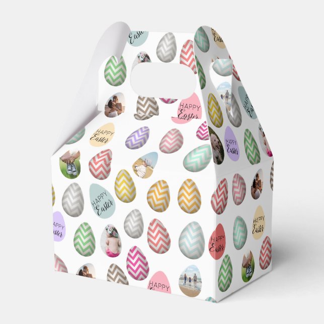 Personalized 6 Photo Pastel Easter Egg Pattern  Favor Boxes (Front Side)