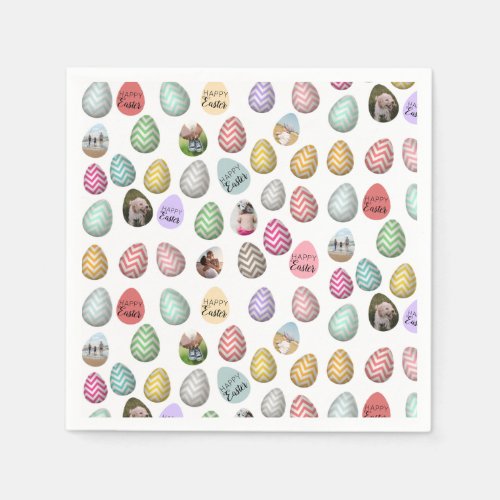 Personalized 6 Photo Pastel Easter Egg Pattern  Napkins