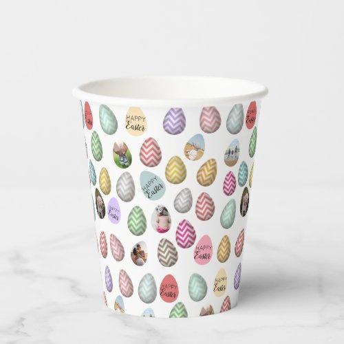 Personalized 6 Photo Pastel Easter Egg Pattern Paper Cups