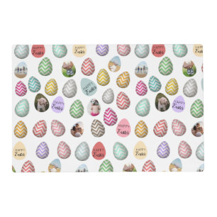 Personalized 6 Photo Pastel Easter Egg Pattern Placemat