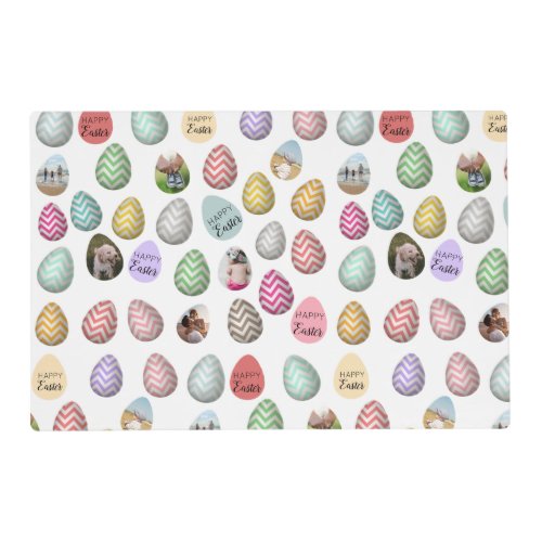 Personalized 6 Photo Pastel Easter Egg Pattern Placemat