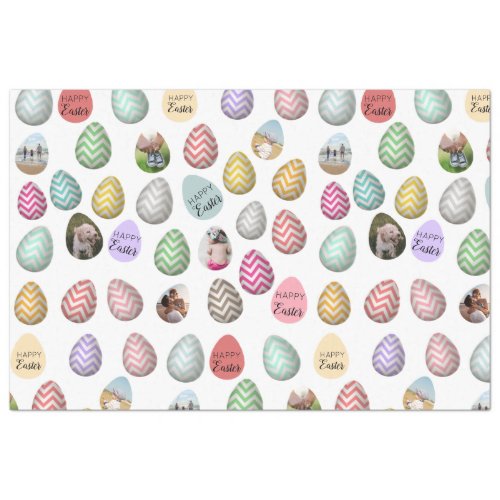 Personalized 6 Photo Pastel Easter Egg Pattern Tissue Paper