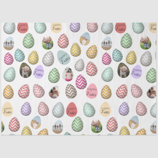 Personalized 6 Photo Pastel Easter Egg Pattern Tissue Paper (Front)