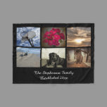 Personalized 6 Photo Text Mosaic Picture Collage Fleece Blanket
