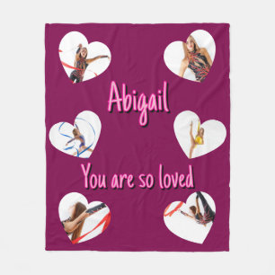 Personalized 6-Photo Valentine Heart Collage Gift Fleece Blanket