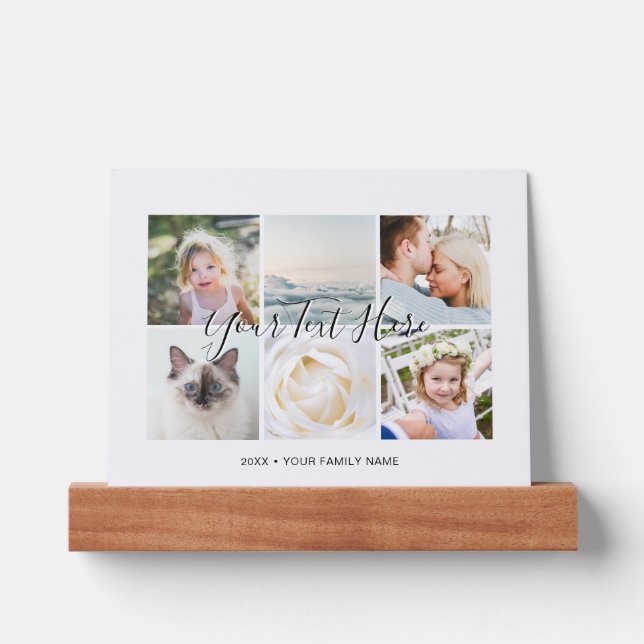 Personalized 6 photos Collage and Typography Picture Ledge (Front)