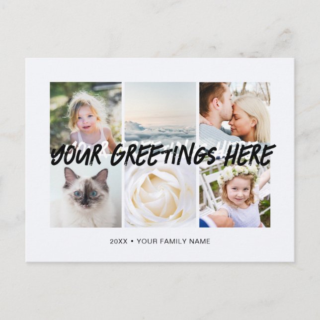 Personalized 6 photos Universal Greetings cool Postcard (Front)