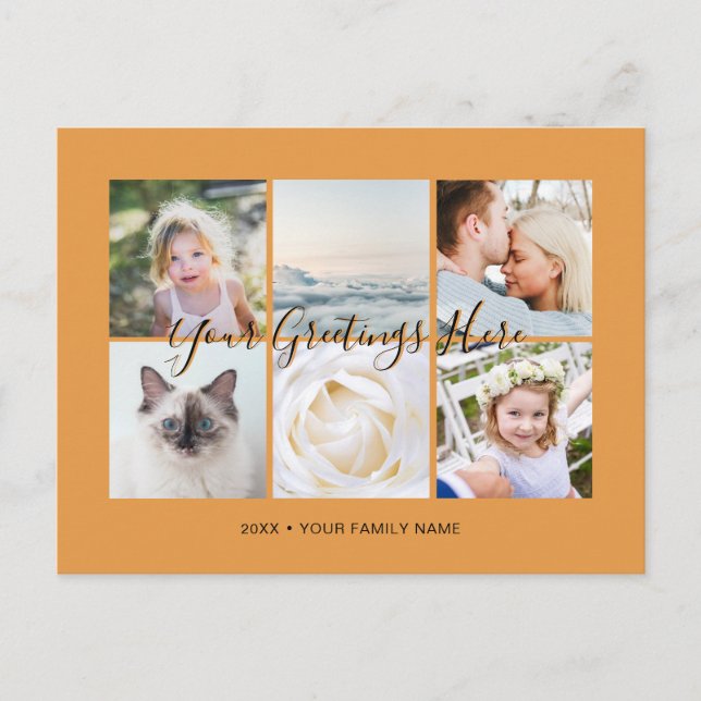 Personalized 6 photos Universal Greetings Postcard (Front)