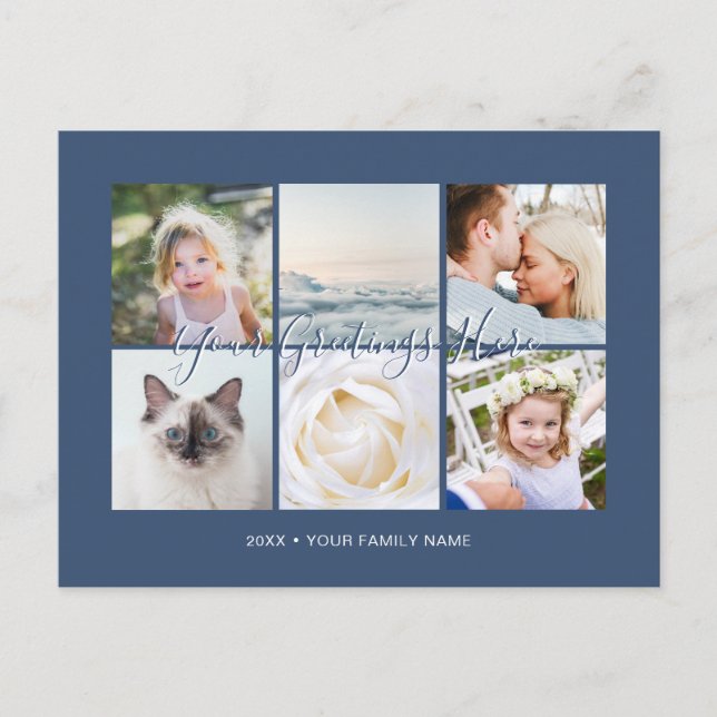 Personalized 6 photos Universal Greetings Postcard (Front)