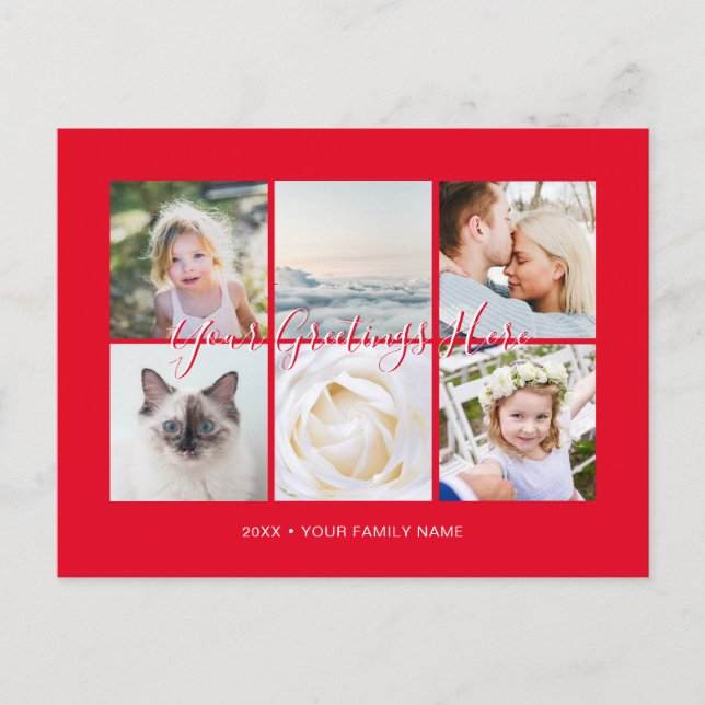 Personalized 6 photos Universal Greetings Postcard (Front)