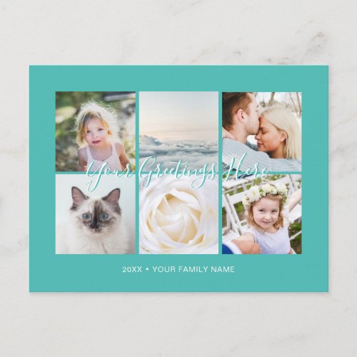 Personalized 6 photos Universal Greetings Postcard