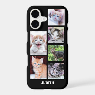 Personalized 6 Square Pet Photo Collage Black iPhone 17 Case